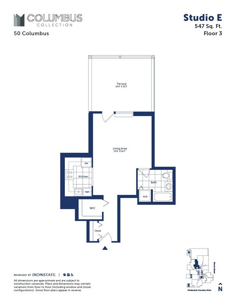 the blade floor plan of studio apt 8f